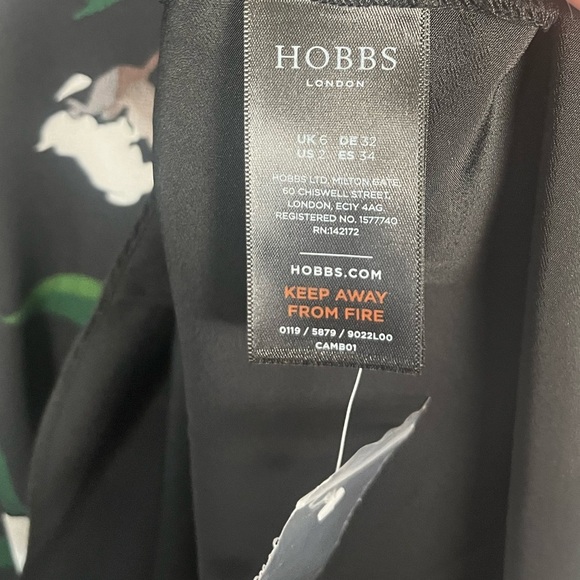 Hobbs London Dress green white black Floral Print Midi Length Dress size 2 - Picture 6 of 11